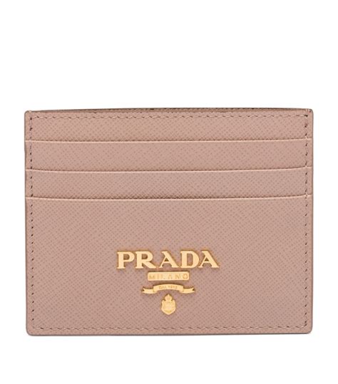 Womens Prada nude Saffiano Leather Card Holder 